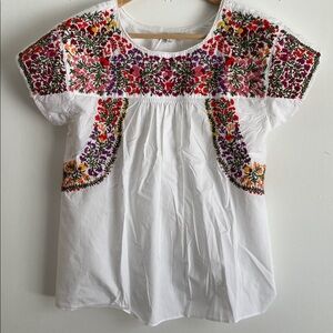 Madewell White Top with Multicolor Embroidery